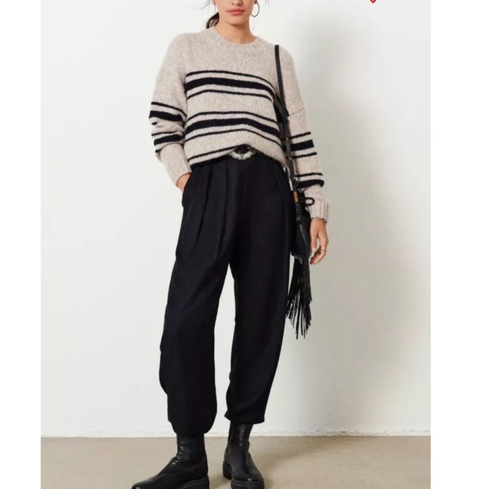 Ba&sh Women’s Bosco Stripe Sweater Gray and Black Striped Sweater